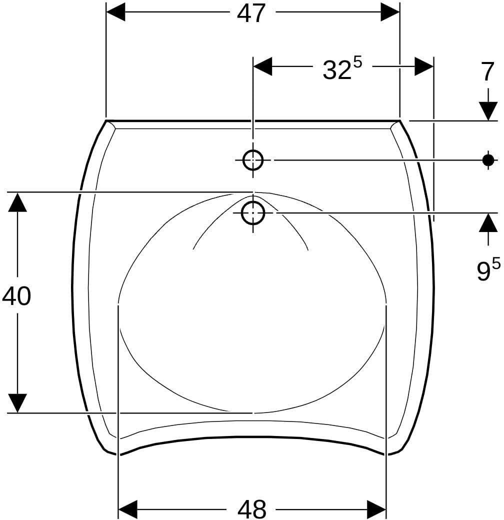 GEBERIT Vitalis WT barrierefreier Waschtisch 65x60 cm mit Hahnloch und Überlauf in Weiß