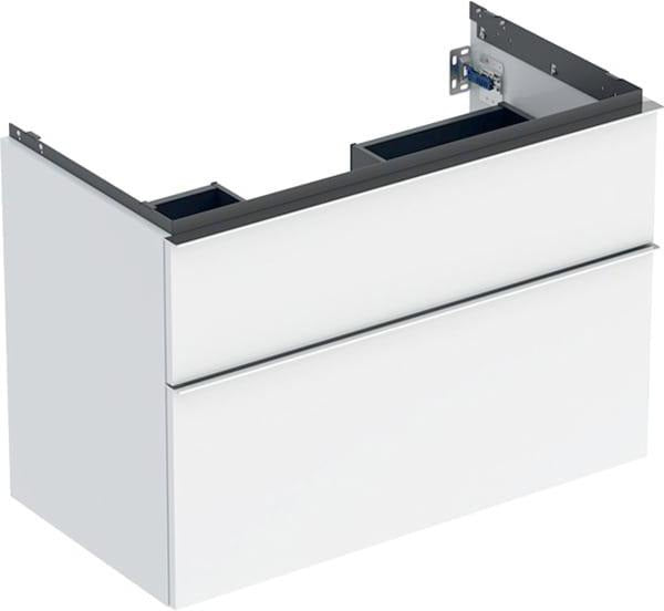Geberit iCon Waschtischunterschrank 88,8 cm, 2 Schubladen, weiß hochglanz – wandhängend, vormontiert