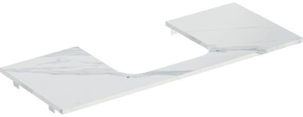 Geberit ONE Waschtischplatte 120 cm Marmoroptik weiß matt mit Ausschnitt für Aufsatzwaschtisch