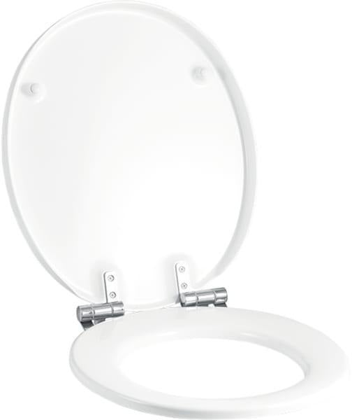 Geberit Cassini WC-Sitz mit Absenkautomatik – Weiß, Edelstahl-Scharniere, Duroplast