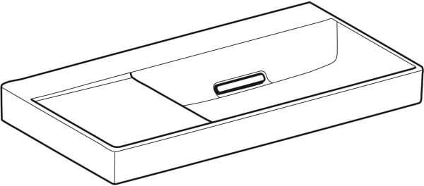 Geberit ONE Waschtisch 90x48 cm CleanDrain, Ablage rechts, ohne Hahnloch, KeraTect weiß