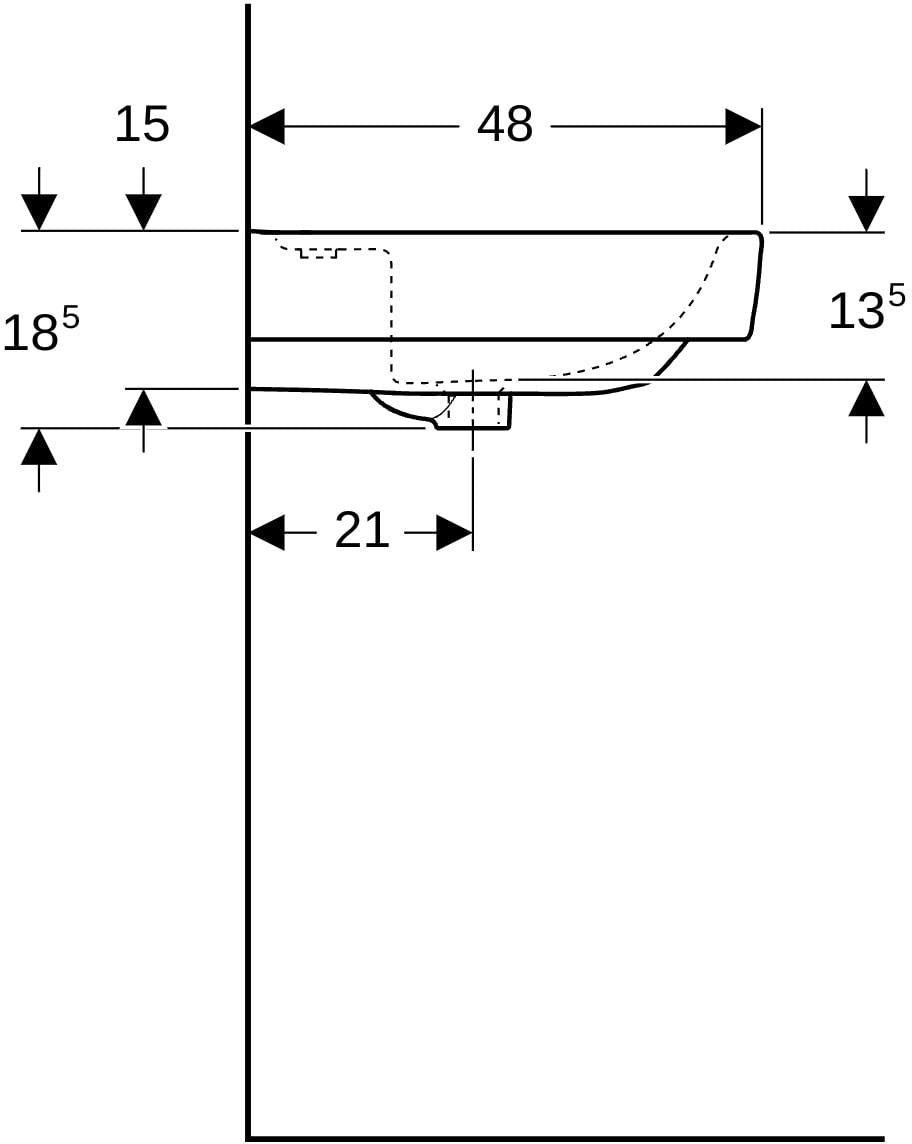 Geberit Renova Plan Waschtisch 55x44 cm mit Hahnloch, ohne Überlauf, weiß