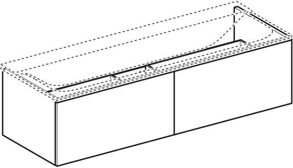 Geberit Xeno2 Unterschrank für Waschtisch, 139,5 cm, sculturagrau, 2 Schubladen, LED-Beleuchtung