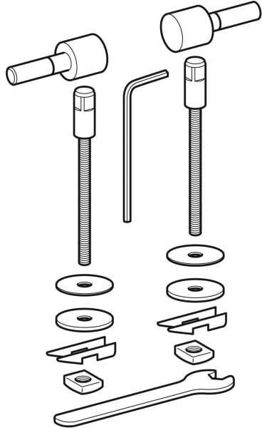 Geberit Scharnier-Set für Renova Compact WC-Sitz, Edelstahl, 2 Stück inkl. Montagewerkzeug
