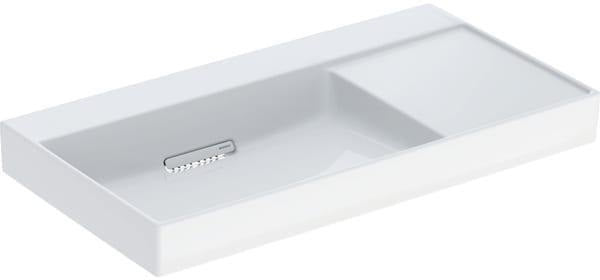 Geberit ONE Waschtisch 90x48 cm CleanDrain, Ablage rechts, ohne Hahnloch, KeraTect weiß