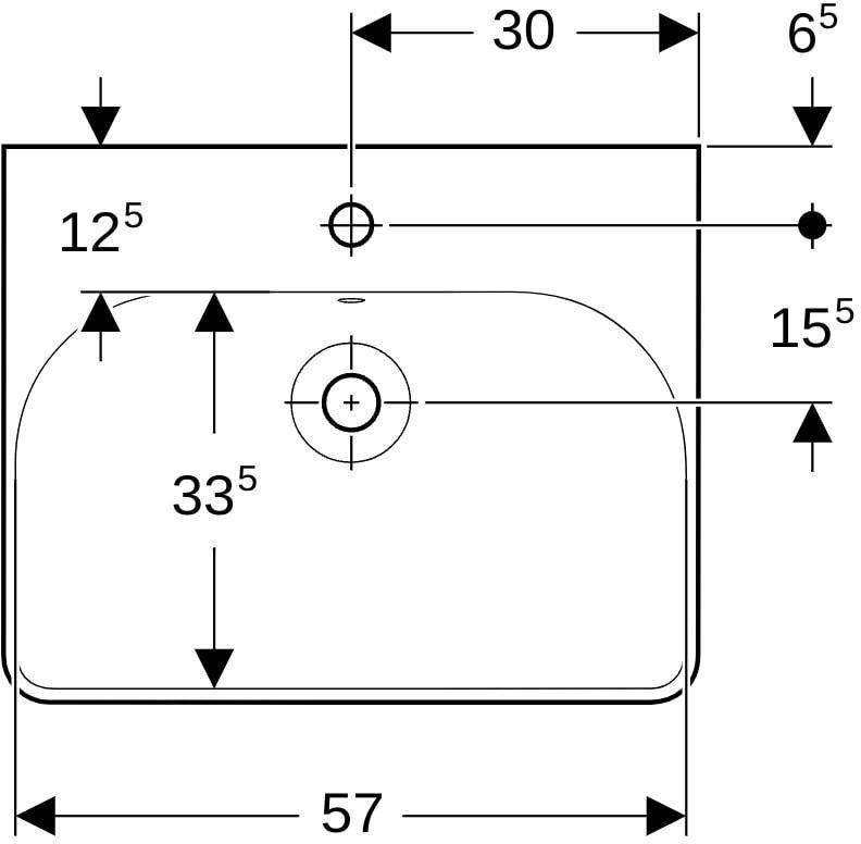 Geberit Smyle Waschtisch eckig 90x48 cm mit Hahnloch und Überlauf in Weiß