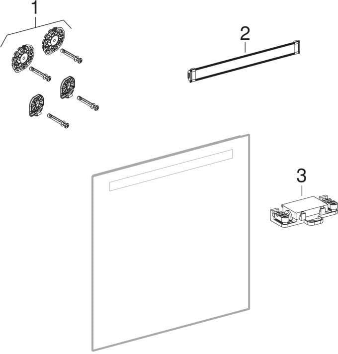 Geberit Option Basic Lichtspiegel eckig 50x70cm mit LED-Beleuchtung oben, Aluminium eloxiert