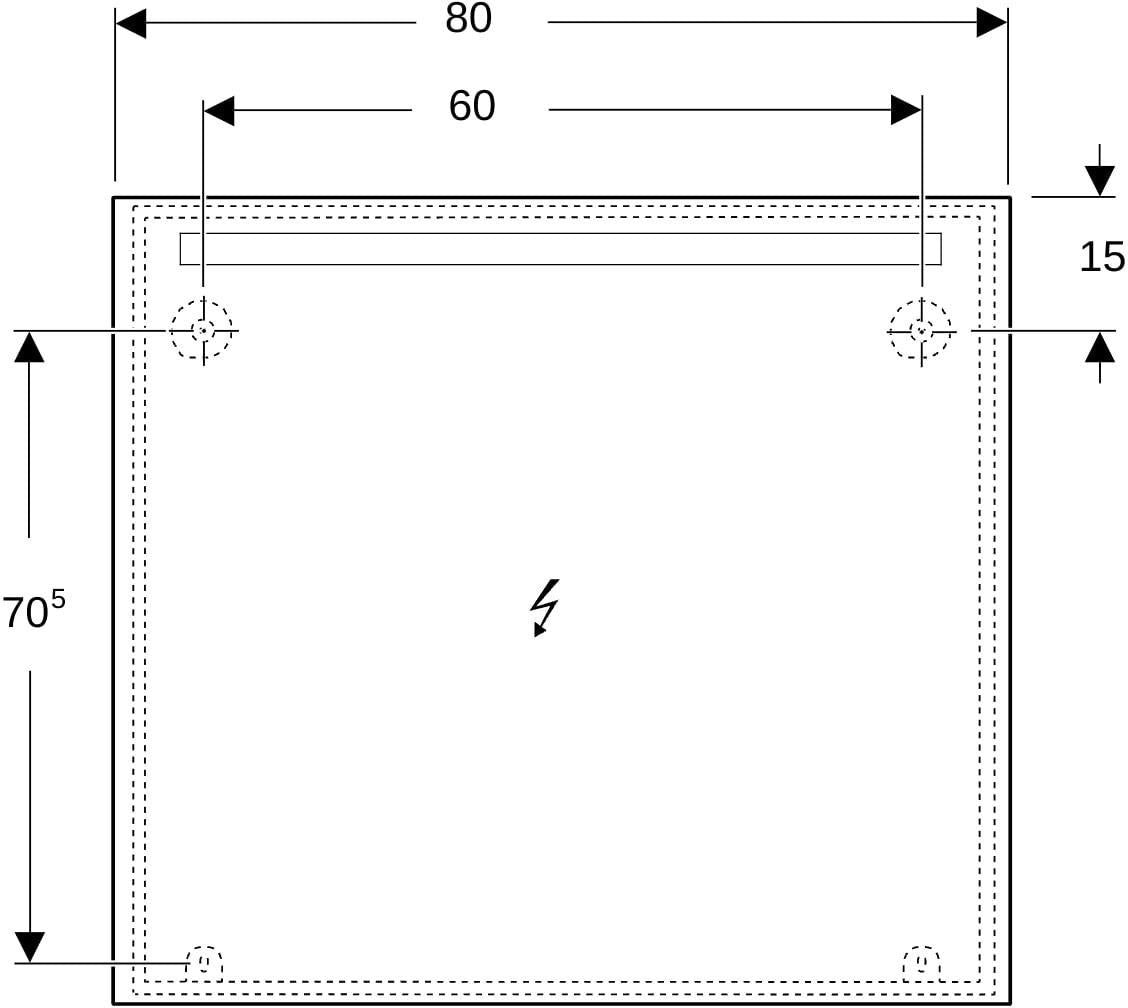 Geberit Option Basic Lichtspiegel eckig 50x70cm mit LED-Beleuchtung oben, Aluminium eloxiert