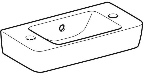Geberit Renova Compact Handwaschbecken 50x25 cm, Hahnloch rechts, mit Überlauf, weiß