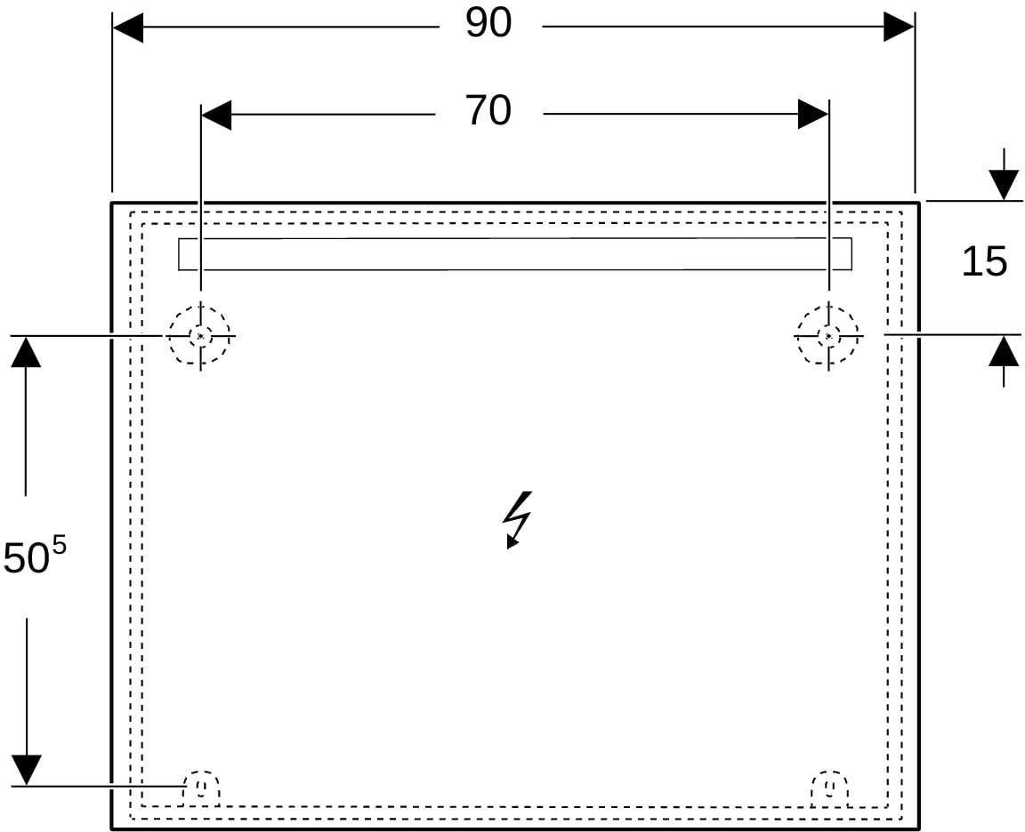 Geberit Option Basic Lichtspiegel eckig 50x70cm mit LED-Beleuchtung oben, Aluminium eloxiert