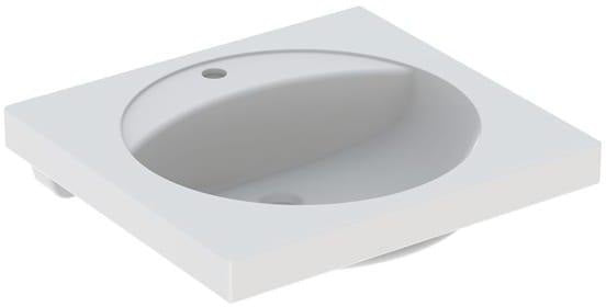 Geberit Preciosa Waschtisch 60 cm mit Ablagefläche, Hahnloch mittig, ohne Überlauf, weiß