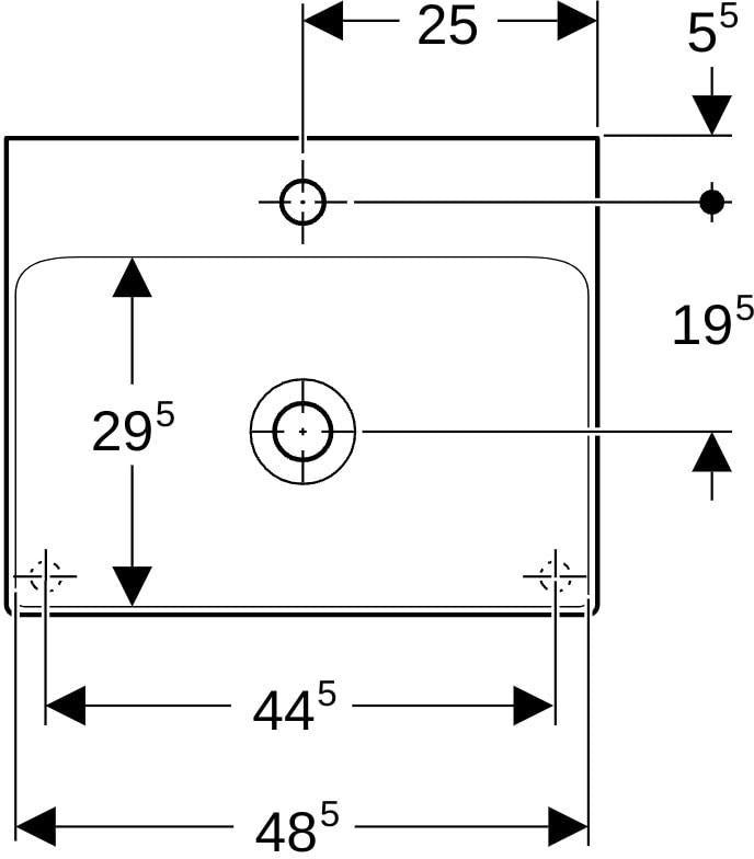 Geberit ONE Aufsatzwaschtisch 50x41 cm rechteckig mit Hahnloch, ohne Überlauf, weiß KeraTect