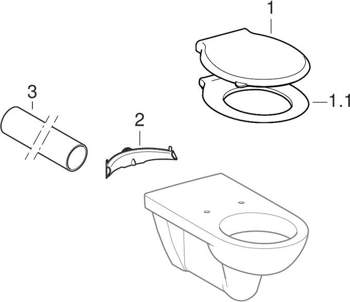 Geberit Renova Comfort Wand-WC Tiefspüler 70 cm barrierefrei weiß mit Spülrand