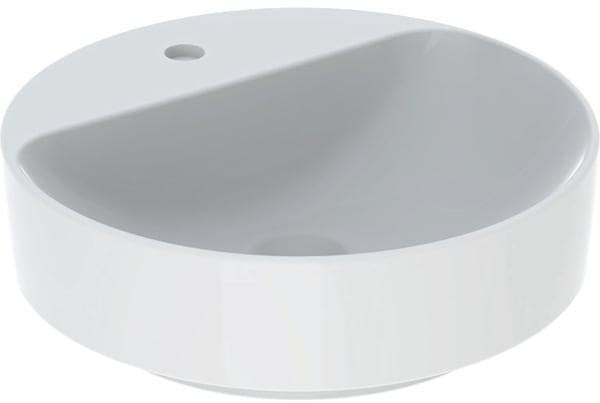 Geberit VariForm Aufsatzwaschtisch rund 45 cm mit Hahnlochbank, weiß KeraTect