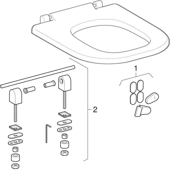 GEBERIT Renova Comfort Wand-WC eckig, spülrandlos Rimfree, 70 cm Ausladung, weiß