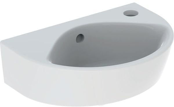 Geberit Renova Handwaschbecken 36x25 cm, Hahnloch rechts, mit Überlauf, KeraTect Weiß