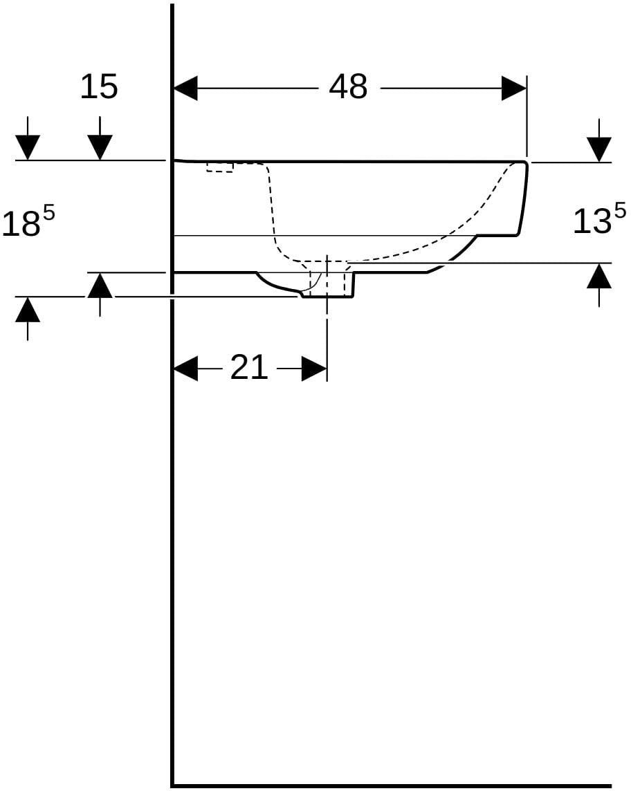Geberit Renova Plan Waschtisch 90x48 cm mit Ablagefläche, Hahnloch mittig, weiß