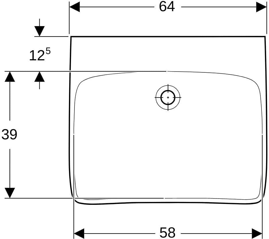 GEBERIT Renova Comfort Waschtisch barrierefrei 55x55 cm ohne Hahnloch ohne Überlauf weiß
