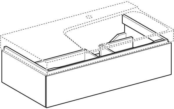 Geberit Xeno2 Unterschrank 88 cm für Waschtisch, greige matt, mit Schublade und LED-Beleuchtung