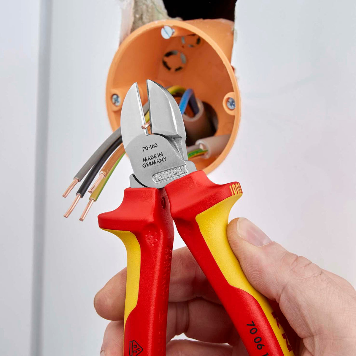 KNIPEX Seitenschneider VDE 160 mm – isoliert bis 1000 V, gehärtete Schneiden
