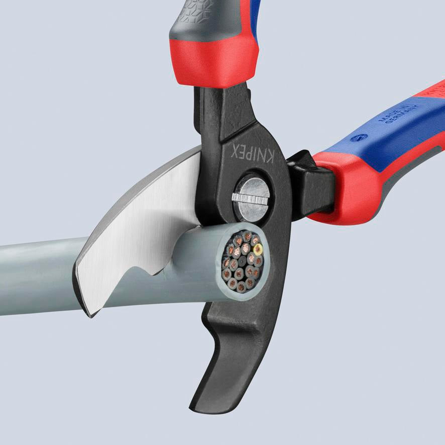 KNIPEX Kabelschere 200 mm Comfort-Griff – Doppelschneide für Kupfer- und Alukabel bis 20 mm Ø