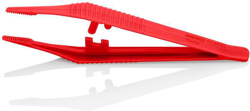 KNIPEX Kunststoffpinzette 130 mm – Gerade, trapezförmige Spitze, 3,5 mm Spitzenbreite