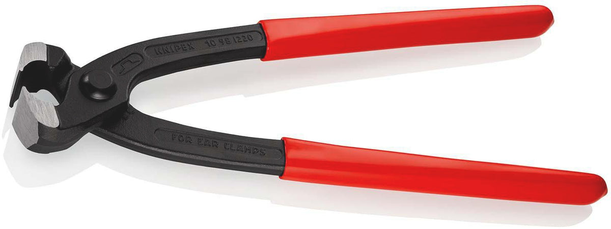 KNIPEX Ohrklemmenzange 220 mm – für 1-Ohr- und 2-Ohrklemmen, Kopf schwarz atramentiert