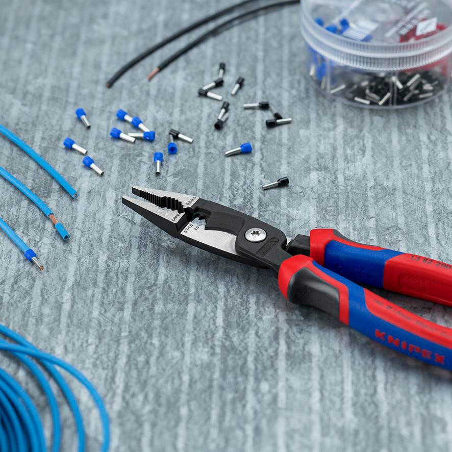KNIPEX Elektroinstallationszange 200 mm Comfort-Griff – 6-in-1 Werkzeug für die Elektroinstallation