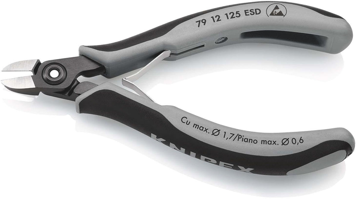 KNIPEX Präzisions-Elektronik-Seitenschneider 125 mm – ESD, induktiv gehärtete Schneiden, feinste Facette