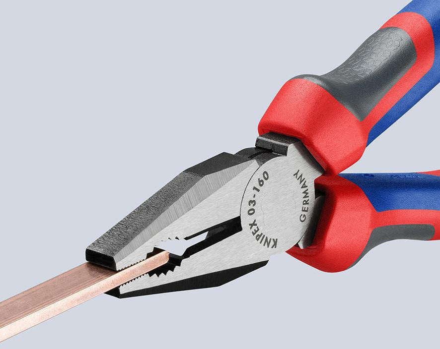 KNIPEX Kombizange 160 mm mit Comfort-Griff – polierter Kopf, induktiv gehärtete Schneiden