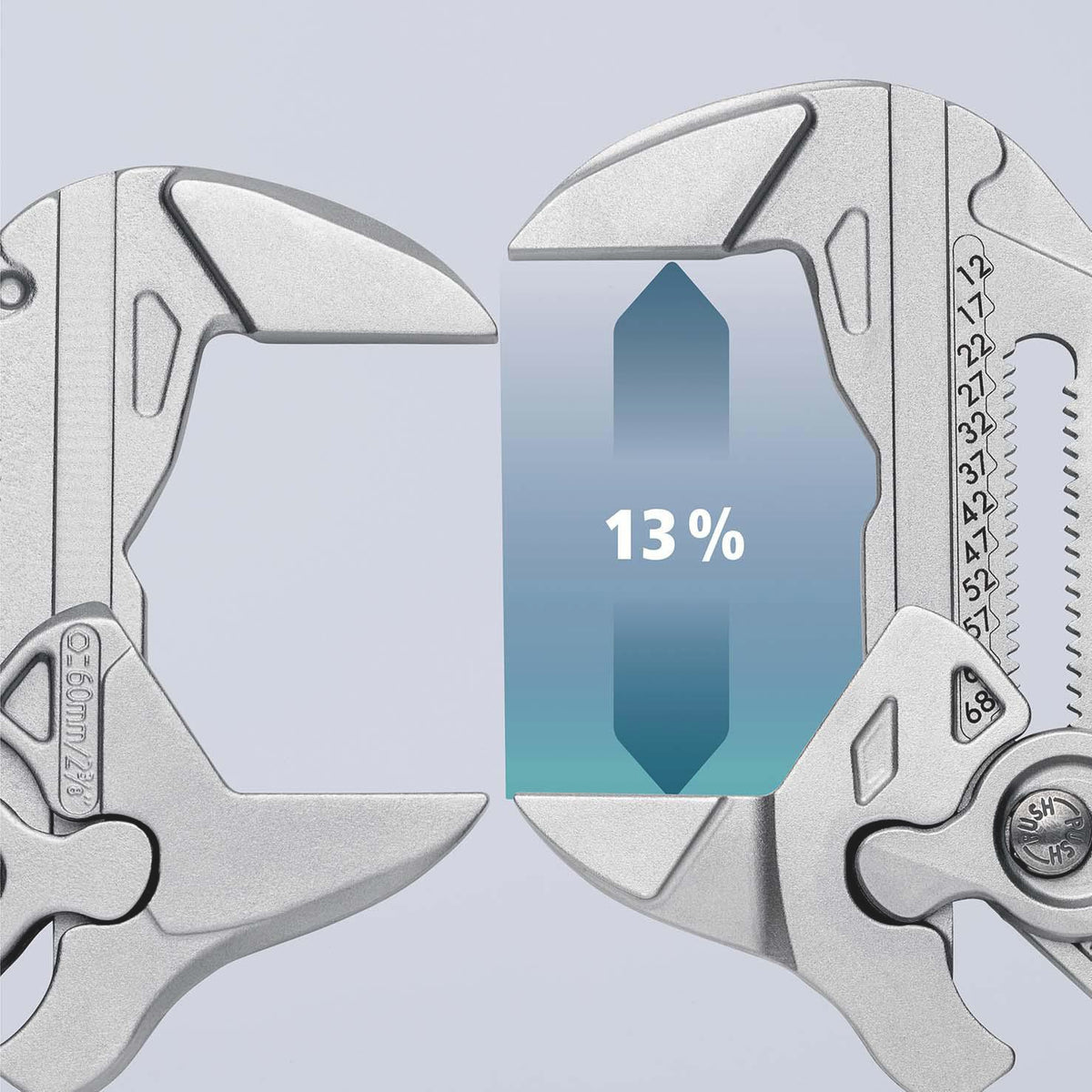 KNIPEX Zangenschlüssel 400 mm – Spannweite 85 mm, verchromt, mit Kunststoffüberzug