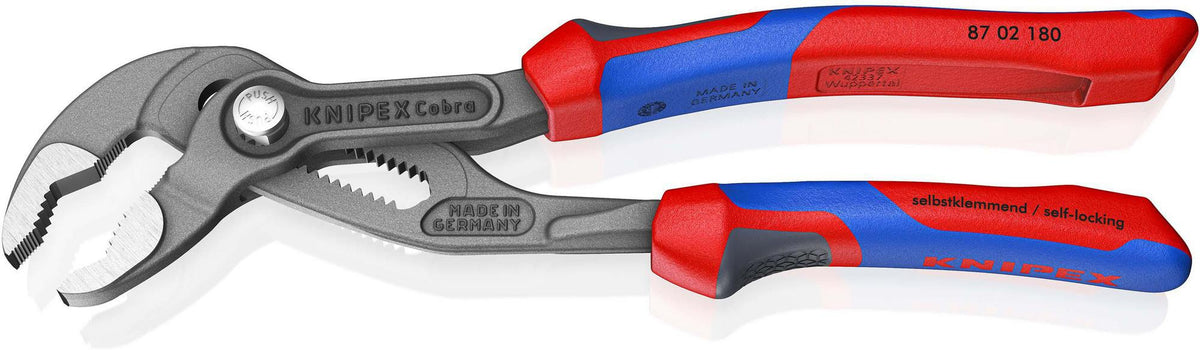 KNIPEX Cobra® Wasserpumpenzange 180 mm – Selbstklemmend, 18 Einstellpositionen, Comfort-Griff