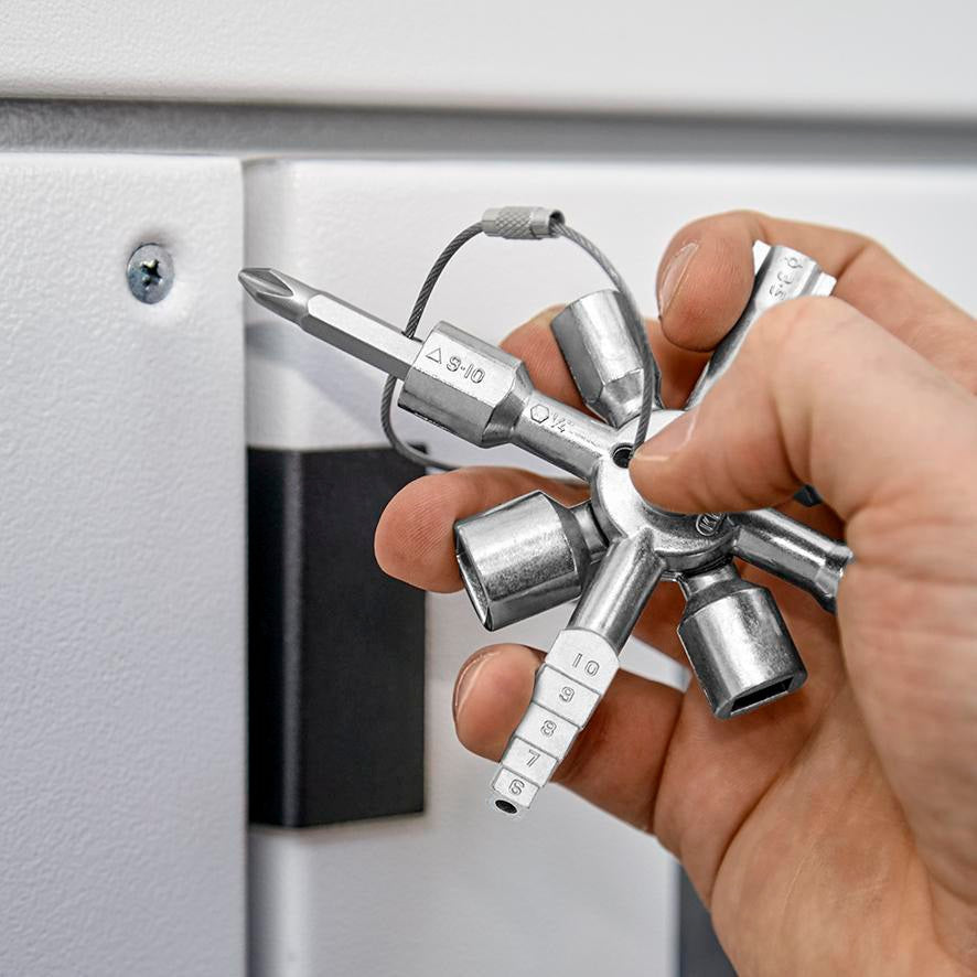 KNIPEX Schaltschrankschlüssel TwinKey® mit 6 Funktionen und Magnet-Verbindung
