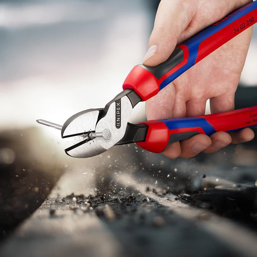 KNIPEX Kraftseitenschneider 140 mm, poliert, Form 0, Mehrkomponenten-Hüllen – 20 % Kraftersparnis