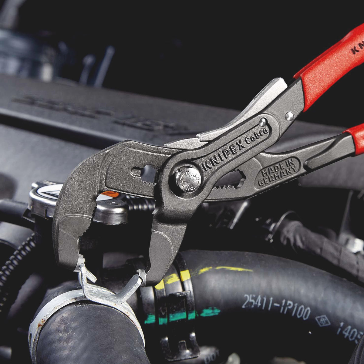 KNIPEX Federbandschellenzange 250 mm – Universelle Greifeinsätze, 25 Einstellungen, max. 70 mm