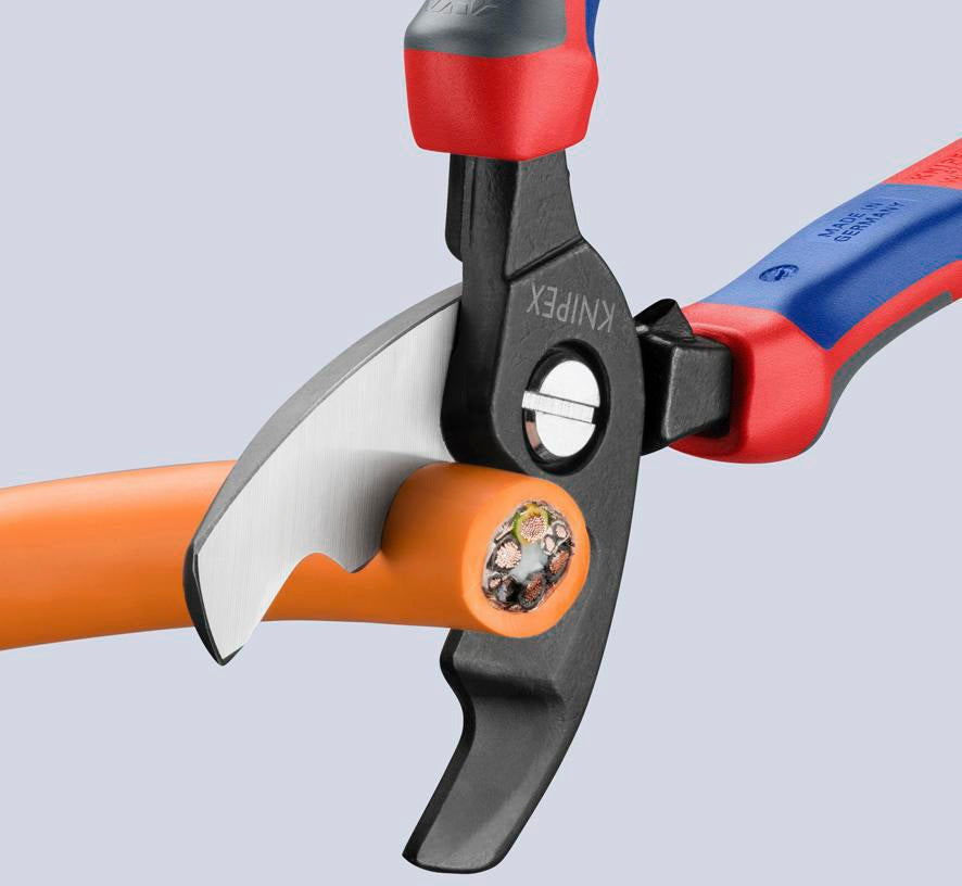 KNIPEX Kabelschere 200 mm Comfort-Griff – Doppelschneide für Kupfer- und Alukabel bis 20 mm Ø