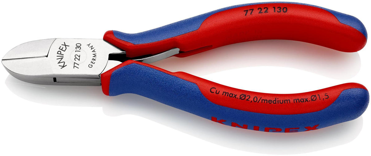 KNIPEX Elektronikseitenschneider 130 mm Form 2 mit Facette und 2K-Hülle