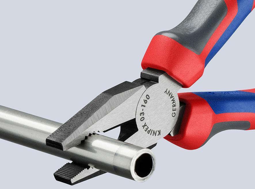 KNIPEX Kombizange 160 mm mit Comfort-Griff – polierter Kopf, induktiv gehärtete Schneiden