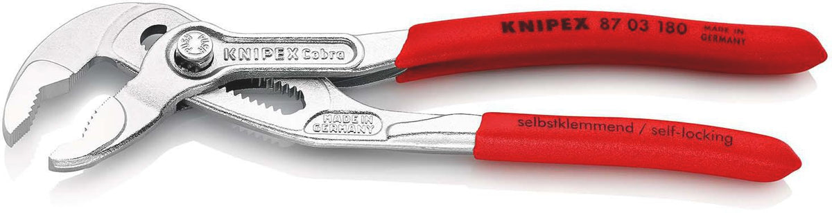 KNIPEX Cobra® Wasserpumpenzange 180 mm, Spannweite 36 mm, verchromt, Kunststoffüberzug