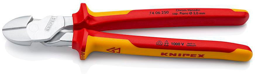 KNIPEX Kraftseitenschneider VDE 250 mm – 20 % Kraftersparnis, isoliert bis 1000 V