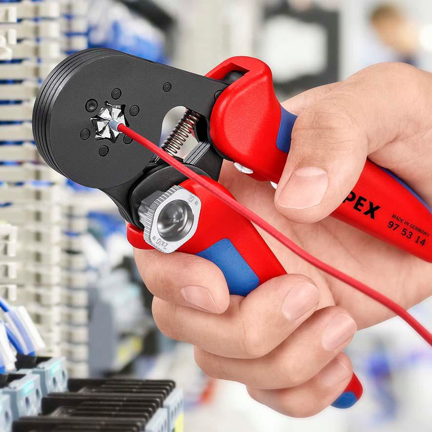 KNIPEX Aderendhülsenzange 180 mm selbsteinstellend 0,08–16 mm² – brünierter Kopf, Mehrkomponenten-Hüllen