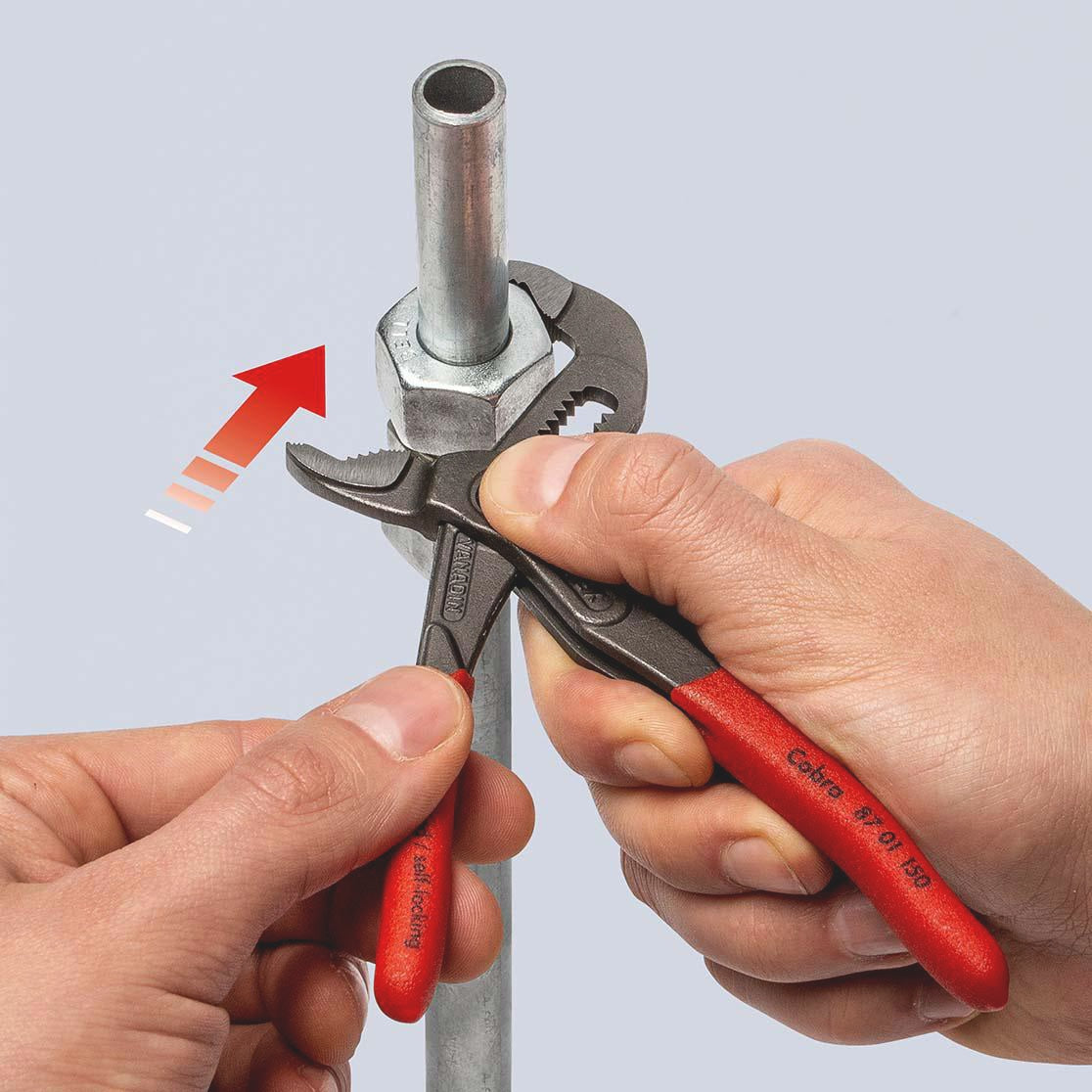 KNIPEX Cobra® Wasserpumpenzange 300 mm Quick Set – selbstklemmend, 30 Einstellpositionen, Spannweite 60 mm