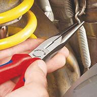 KNIPEX Flachrundzange 200 mm mit Schneide – poliert, gerade, Kunststoffüberzug