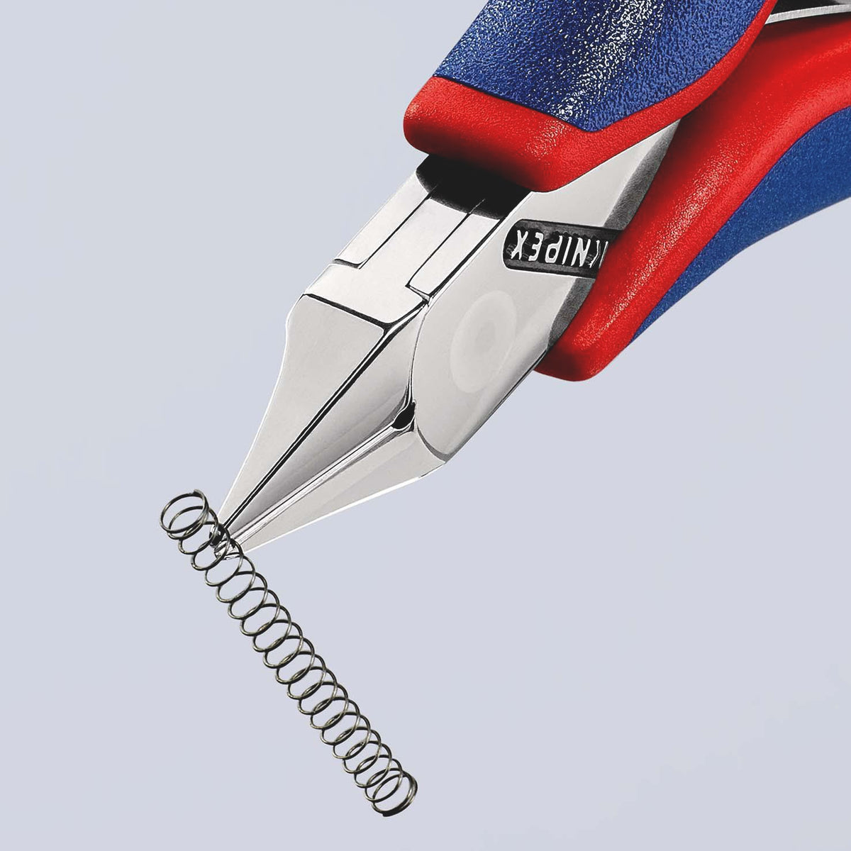 KNIPEX Elektronikseitenschneider 130 mm Form 0 mit Facette und 2K-Hülle, spiegelpolierter Kopf
