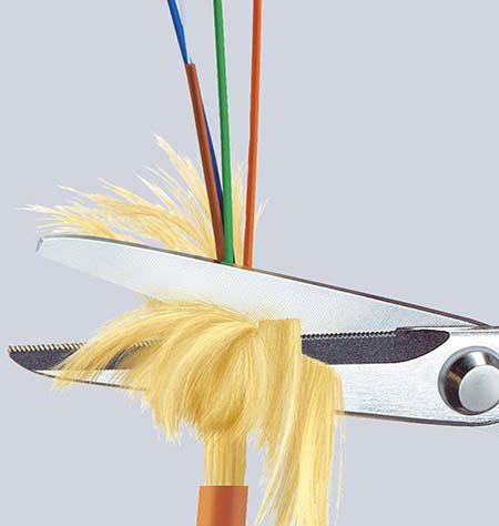 KNIPEX Schere 160 mm für KEVLAR® Fasern in LWL-Kabeln, Schnittlänge 42 mm