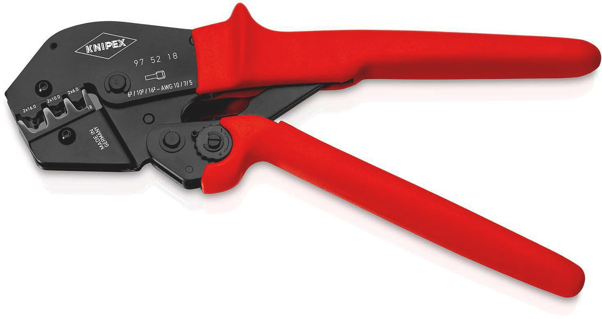 KNIPEX Crimpzange 250 mm – Für unisolierte Kabelschuhe und Verbinder, 2x6, 2x10, 2x16 mm²