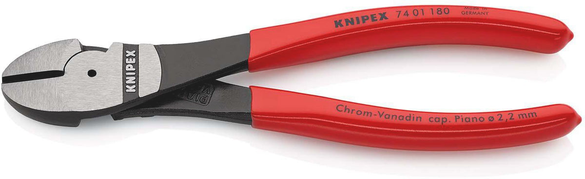 KNIPEX Kraftseitenschneider 140 mm poliert Form 0 – 20 % Kraftersparnis, Kunststoffüberzug