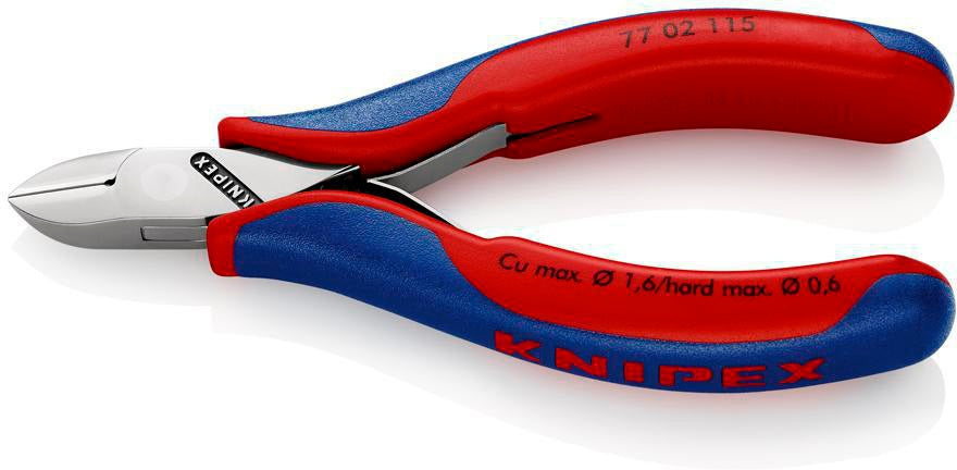 KNIPEX Elektronikseitenschneider 130 mm Form 0 mit Facette und 2K-Hülle, spiegelpolierter Kopf