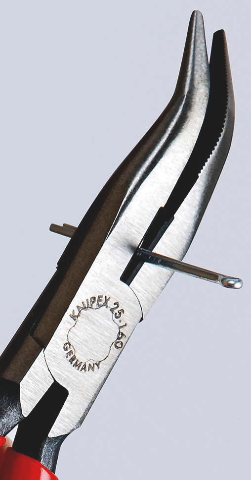 KNIPEX Flachrundzange 160 mm – 40° gewinkelte Backen, Schneide, Kunststoffüberzug