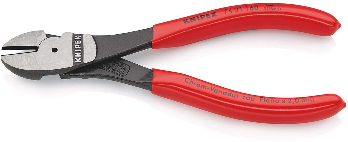 KNIPEX Kraftseitenschneider 140 mm poliert Form 0 – 20 % Kraftersparnis, Kunststoffüberzug
